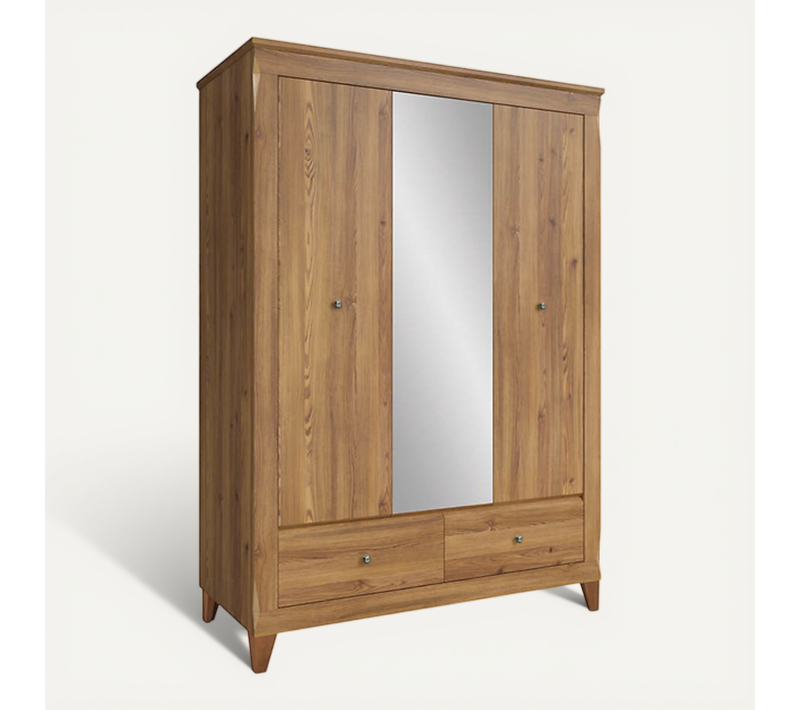 Armoire à 3 Portes Avec Miroir Et 2 Tiroirs Soft