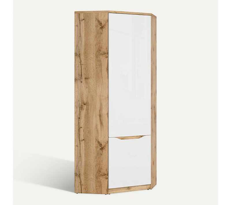 Armoire Placard D'angle 1 Porte Coloris Chêne Wotan/blanc Brillant - L. 78 X P. 78 X H. 198cm