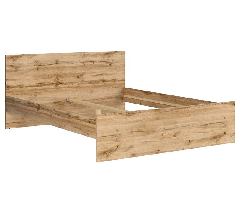 Lit Adule 2 Places 160x200 Cm ,coloris Chêne Wotan - L. 204,5 X P. 165 X H. 85,5cm
