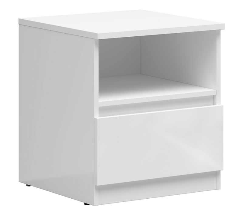 Table De Chevet Table De Nuit Avec Tiroir, Coloris Blanc Brillant - L. 45 X P. 45 X H. 50 Cm