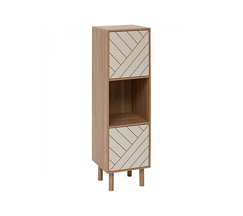 Meuble D'appoint Avec Niche Et 2 Portes Décoratives , Coloris Marron/beige
