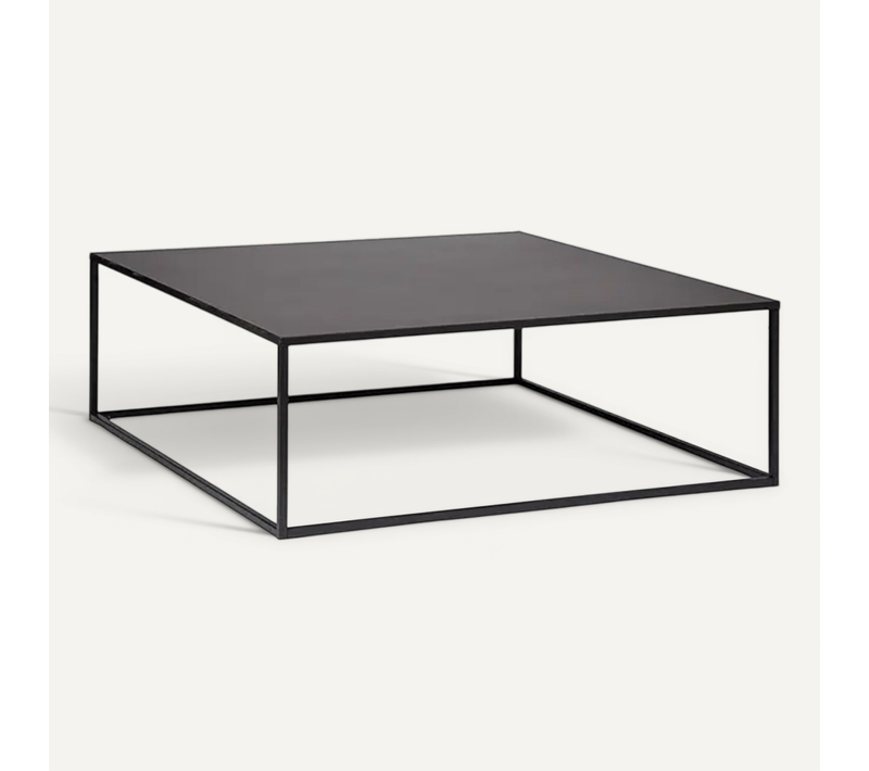Table Basse Carrée En Métal Noir - Longueur 100 X Profondeur 100 X Hauteur 36 Cm