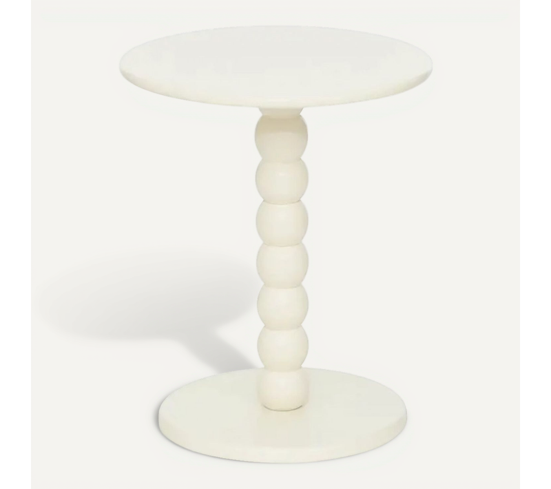Table à Café Table D'appoint Ronde Finition Matte, Coloris Ivoire - Diamètre 38 X Hauteur 46,5 Cm