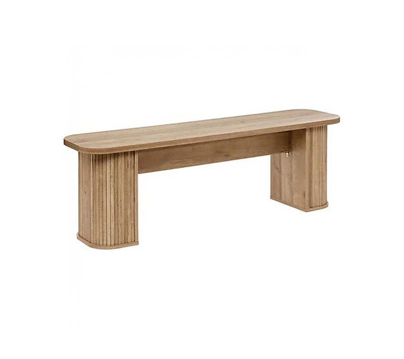 Banc En Bois Naturel Avec Pieds Cannelés - Longueur 140 X Profondeur 35 X Hauteur 45 Cm