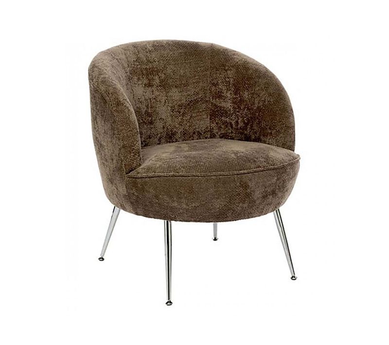 Fauteuil Club Avec Pieds Métal Noir, Coloris Marron - Longueur 63 X Profondeur 69 X Hauteur 71 Cm