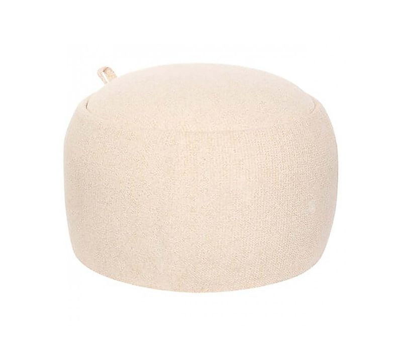 Pouf Coffre De Rangement En Bouclette, Coloris Beige - Diamètre 60 X Hauteur 40 Cm