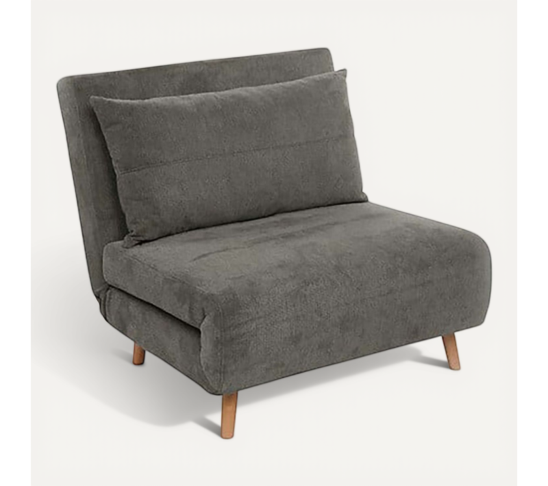 Lit Fauteuil Convertible De Couleur Grise Anthracite Avec Des Pieds En Bois