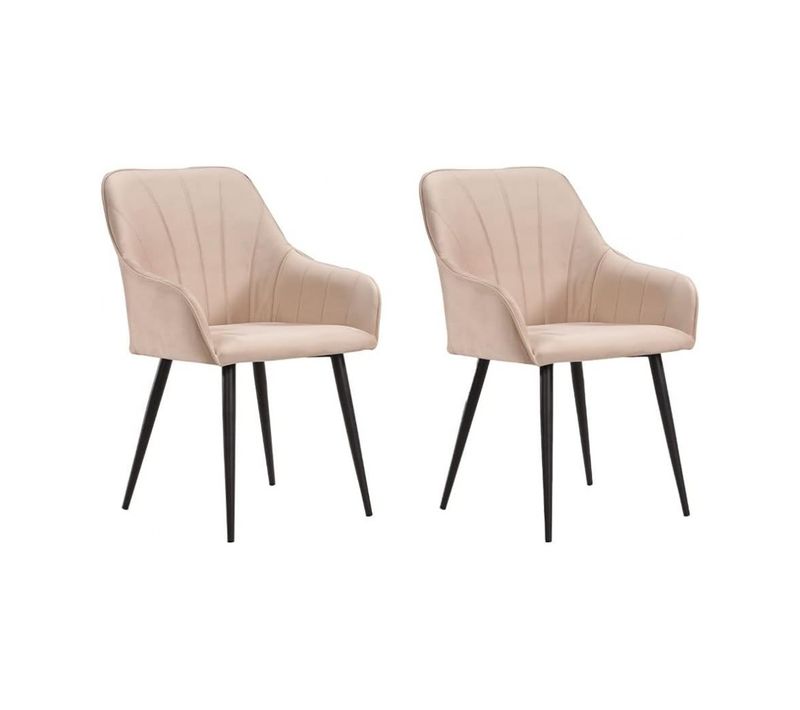 Lot De 2 Chaises Matelassées Style Fauteuil De Salle à Manger En Velours Avec Des Pieds En Métal