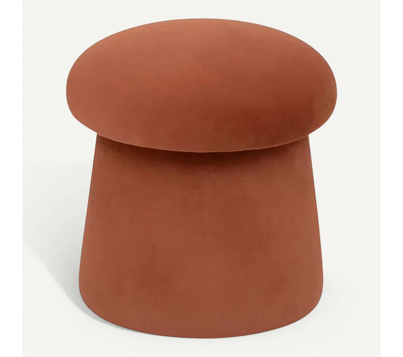 Pouf Siège D'appoint Format Champignon En Velours, Coloris Ambre - Diamètre 37 X Hauteur 40 Cm