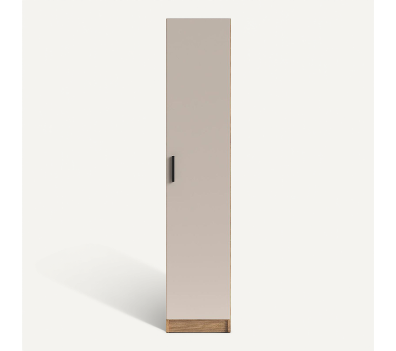 Armoire Placard Meuble Multifonctionnel 1 Portes Et 4 étagères Coloris Beige/chêne Mauvella