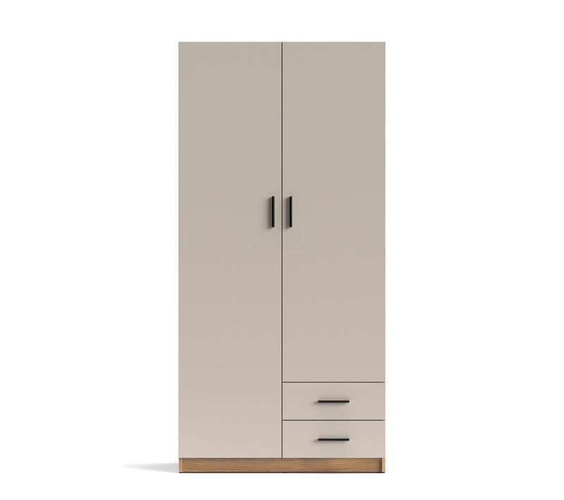 Armoire Placard Meuble Multifonctionel Avec 2 Portes Et 2 Tiroirs, Coloris Beige/chêne Mauvella