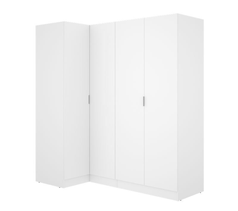 Armoire D'angle Placard De Rangement à 4 Portes Battantes, Coloris Blanc
