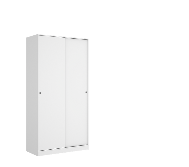 Armoire Placard De Rangement à 2 Portes Coulissantes, Coloris Blanc - H. 204 X L. 100 X P. 50 Cm