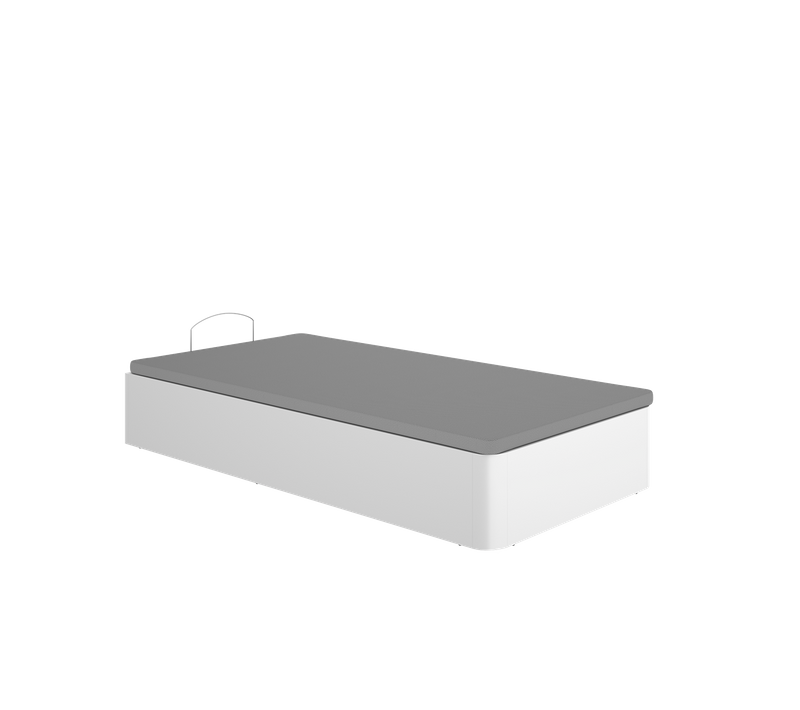 Lit Coffre 90x190cm Avec Bords Arrondis, Coloris Blanc - H. 32 X L. 89 X P. 190 Cm