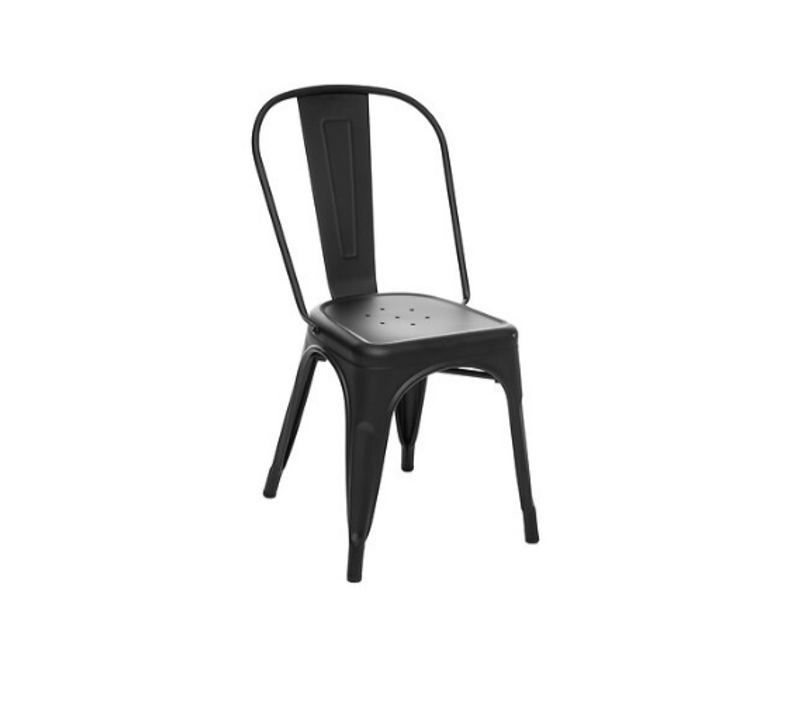 Lot De 4 Chaises De Table En Métal Noire - Longueur 45 X Profondeur 48 X Hauteur 85 Cm