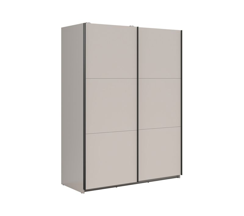 Armoire Placard à 2 Portes Coulissantes Coloris Beige Kashmir - L. 153,5 X P. 60 X H. 195,5 Cm