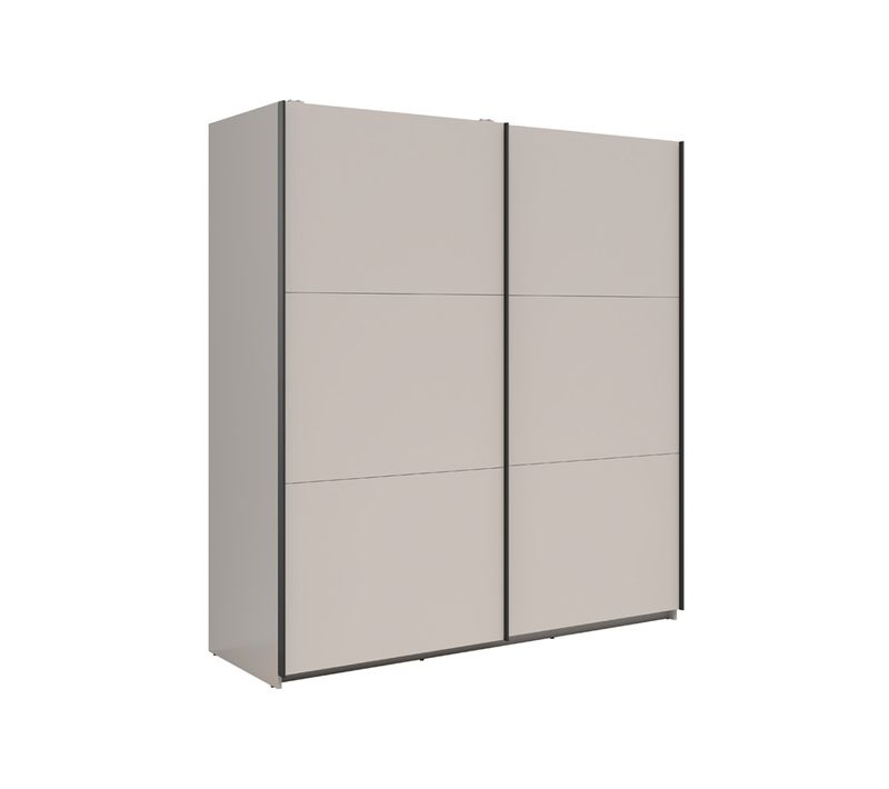 Armoire Placard à 2 Portes Coulissantes Coloris Beige Kashmir - L. 183 X P. 60 X H. 195,5 Cm
