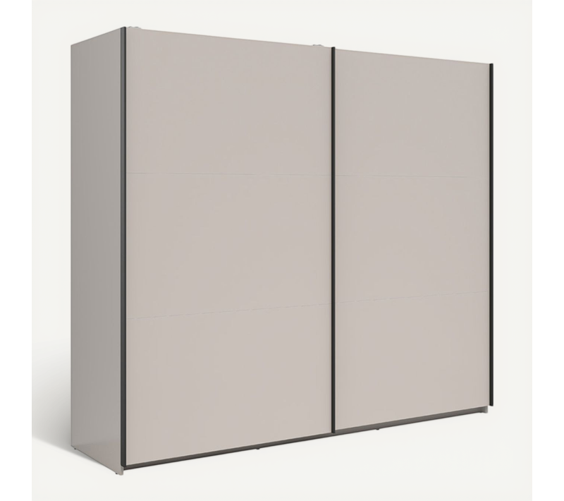 Armoire Placard à 2 Portes Coulissantes Coloris Beige Kashmir - L. 220 X P. 60 X H. 195,5 Cm