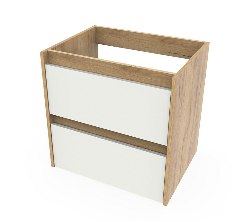 Meuble Sous-vasque Suspendu à 2 Tiroirs (sans Lavabo) Coloris Blanc/chêne