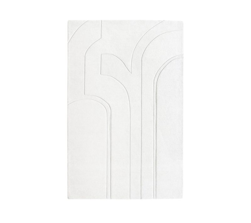 Tapis Rectangulaire En Laine 200x300cm Blanc Cassé