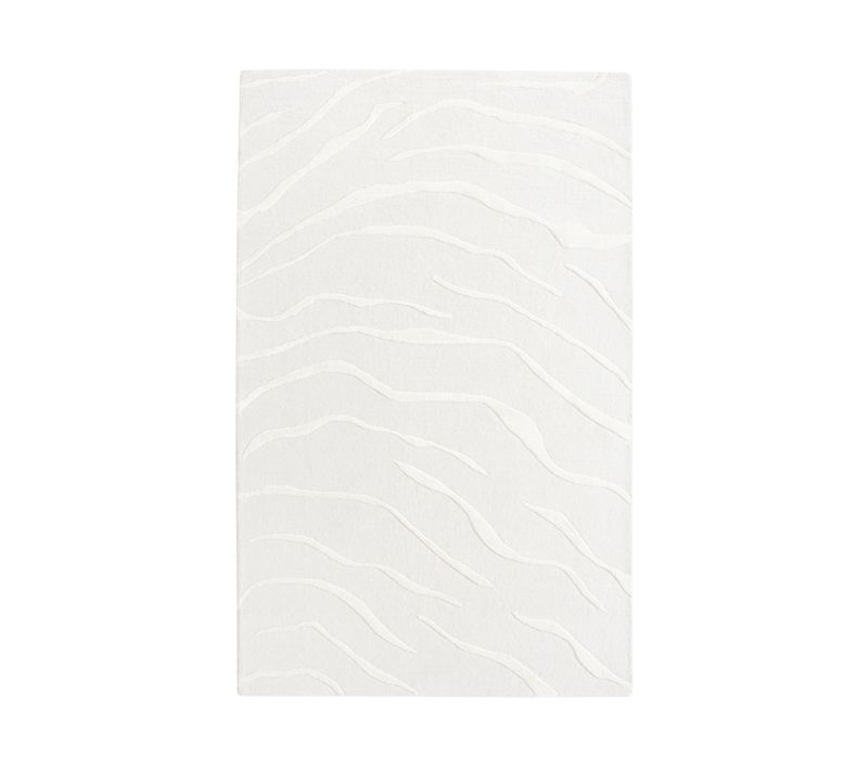 Tapis Rectangulaire En Laine Et Viscose Blanc Cassé 160x230cm