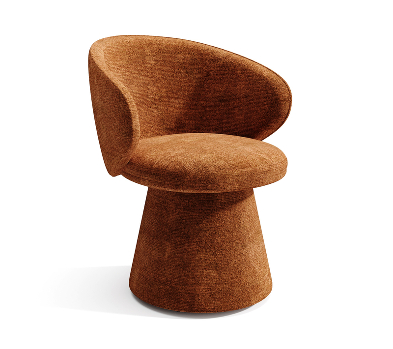 Fauteuil De Salon Rotatif 180° Velours Texturé Terracotta