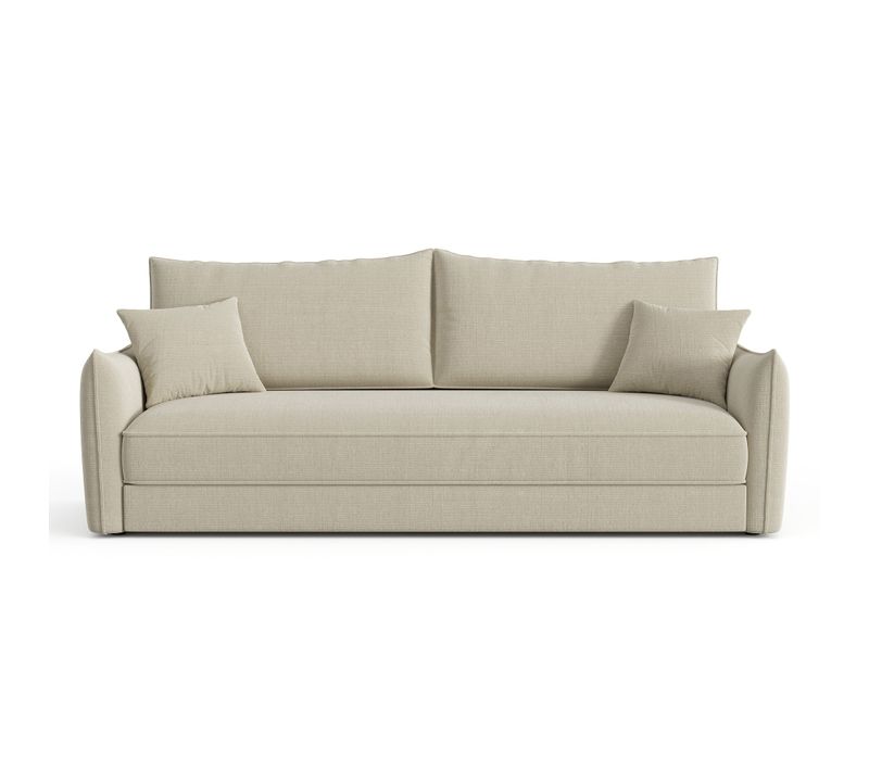 Canapé Convertible 3 Places Tissu Tramé Beige 213cm