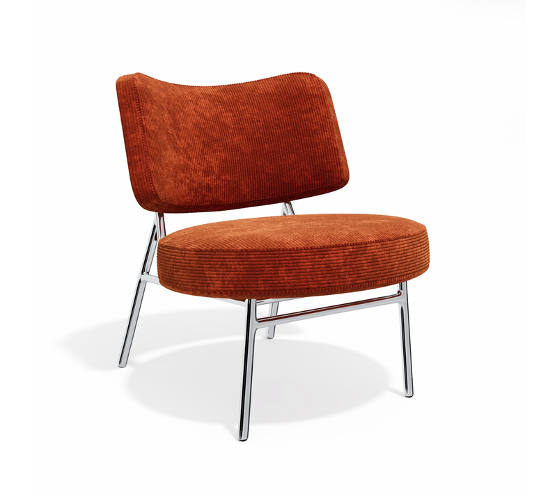 Fauteuil De Salon Velours Côtelé Orange Rétro