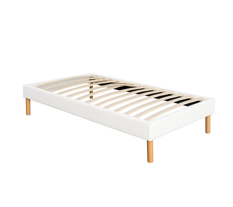 Sommier Tapissier Solide Et Confortable 90x190 Avec Pieds 18 Cm Et 13 Lattes Montage Rapide