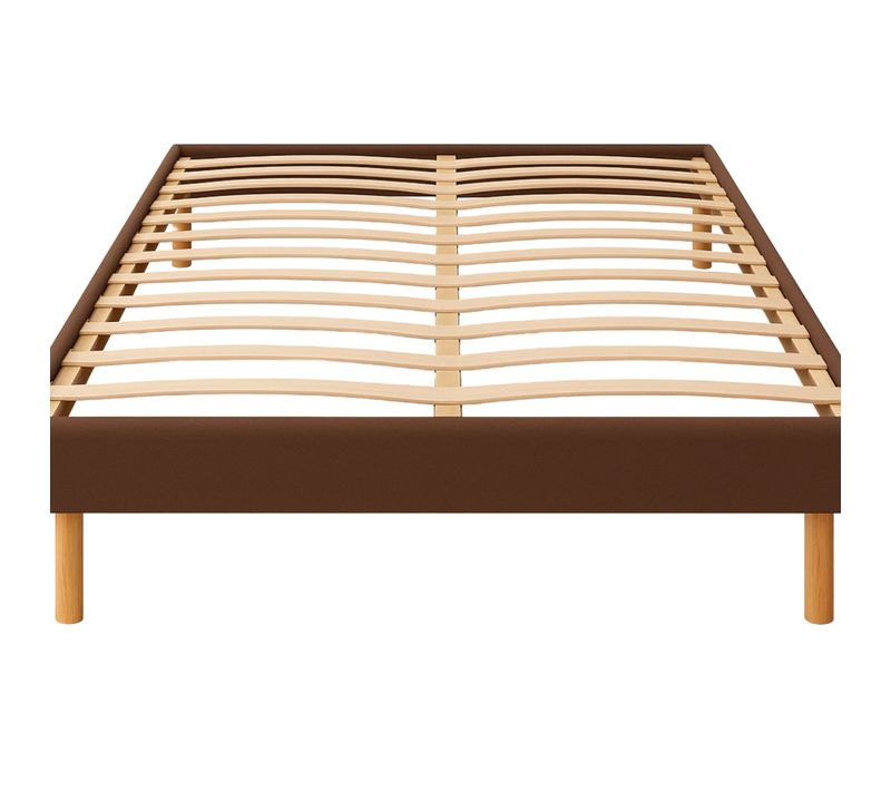 Sommier Tapissier Marron 140x190 Avec Pieds 20 Cm - 2 X 13 Lattes - Montage Rapide Et Pvc