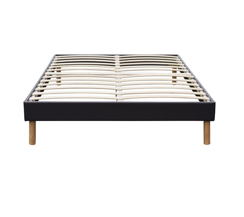 Sommier Tapissier Noir 120x190 2x13 Lattes Confortable Avec Pieds 20 Cm - King Of Dreams