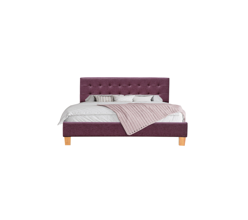 Frederic - Solide Et Confortable Lit Avec Sommier + Tête De Lit Capitonnee Couleur Rouge