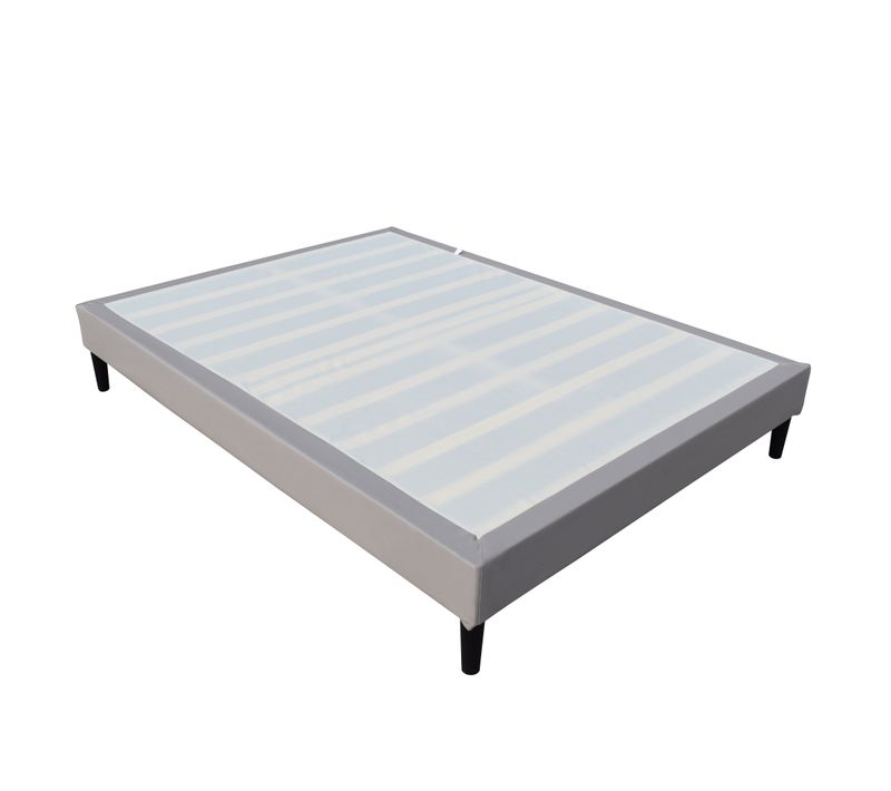 Sommier 140x190 Cm Déhoussable En Gris Avec Pieds 20 Cm Et 13 Lattes - Opale