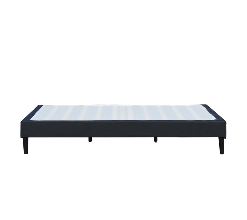 Sommier 100x200 Cm Déhoussable Noir Avec Pieds 20 Cm Et 13 Lattes - Opale, Tissu Polyester 220g/m2