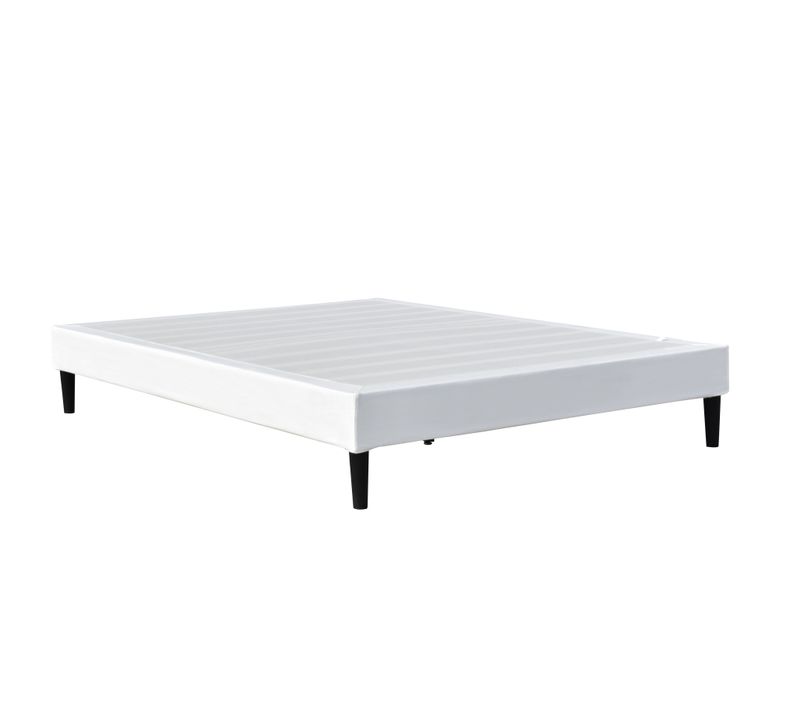 Sommier 160x200 Cm Déhoussable Avec Pieds 20 Cm Et 2x13 Lattes Revêtement Pvc Blanc