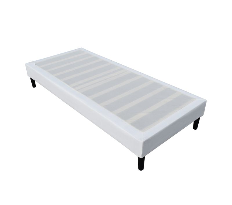 Sommier 70x190 Cm Déhoussable Blanc Avec Pieds 20 Cm Et 13 Lattes - Anna - Revêtement Pvc 220g/m2