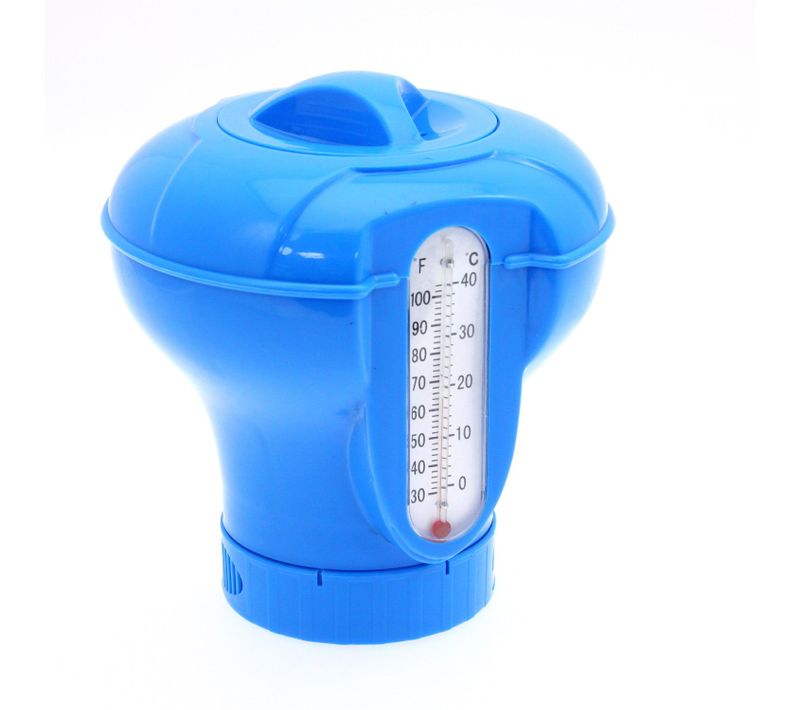 Diffuseur Flottant De Chlore Avec Thermomètre - Bleu