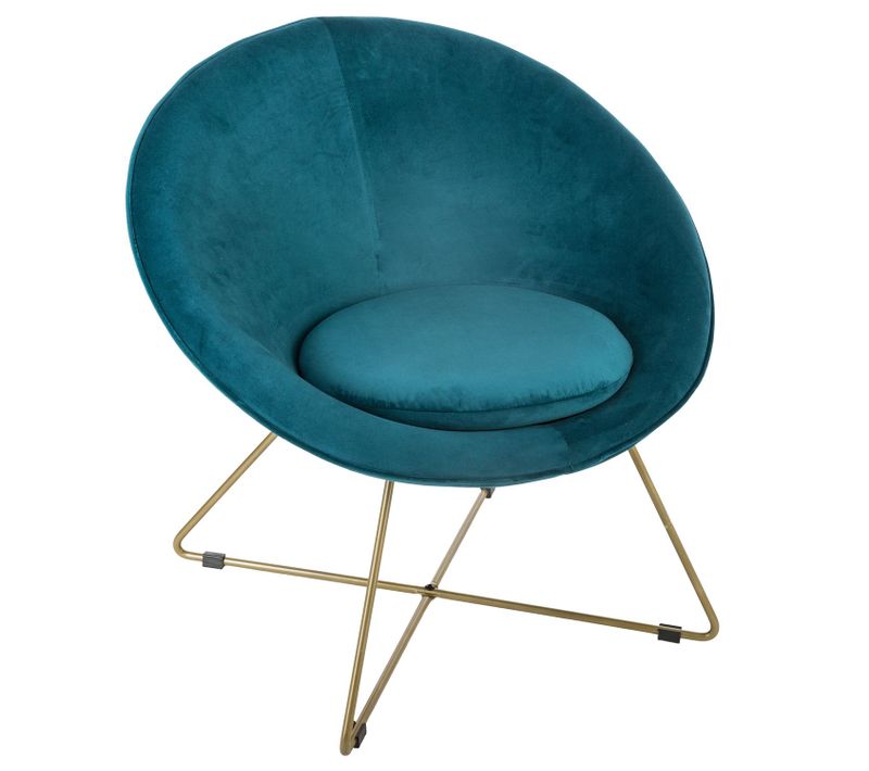 Fauteuil De Salon En Velours Evan - Bleu Canard