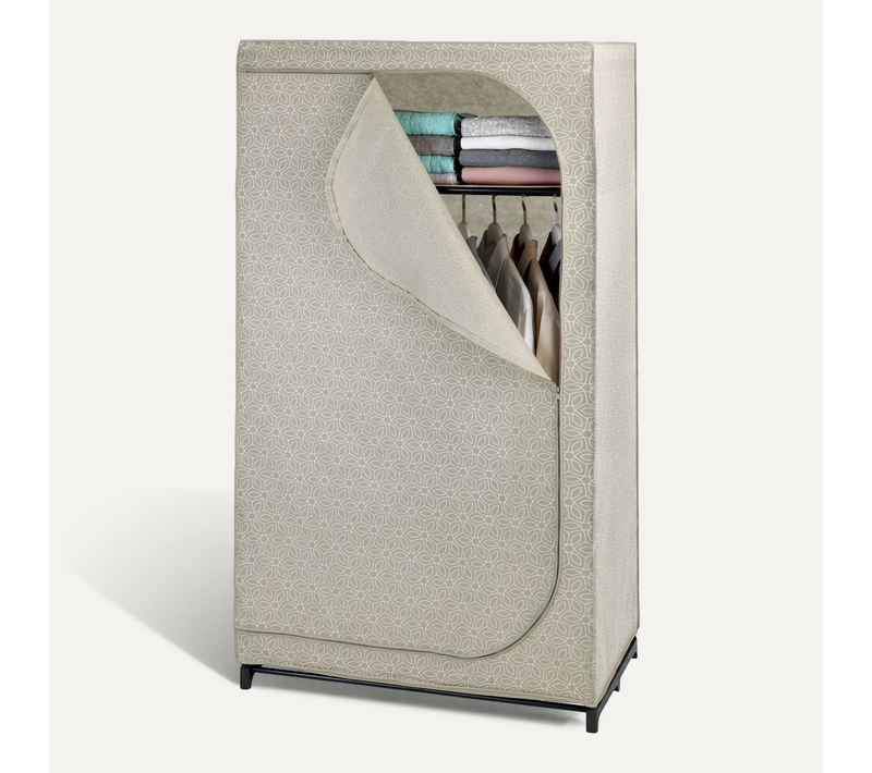 Armoire Penderie 1 étagère En Tissu Balance - L. 90 X H. 160 Cm - Taupe