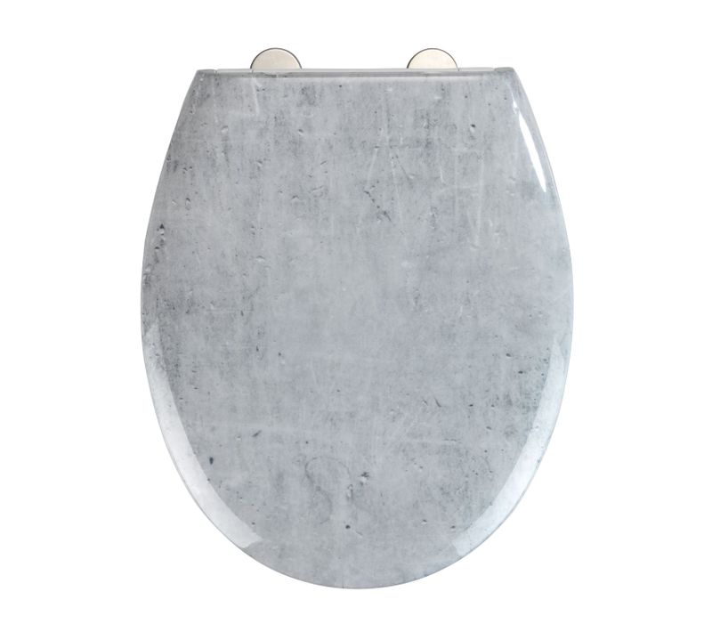 Abattant Wc Effet Marbre Concrete - Abaissement Automatique - Duroplast - Gris