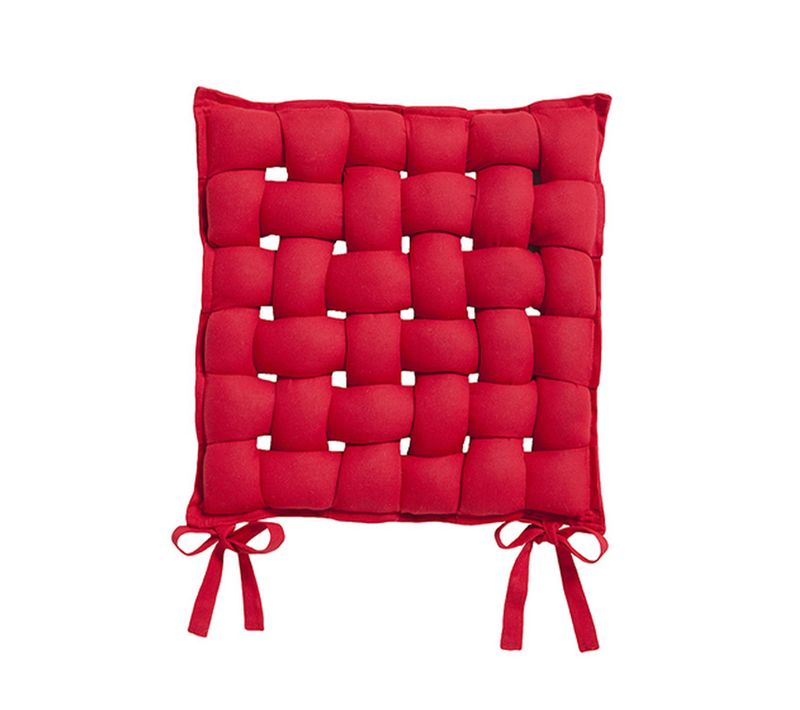 Galette De Chaise Tressée - 40 X 40 Cm - Rouge Pomme D'amour