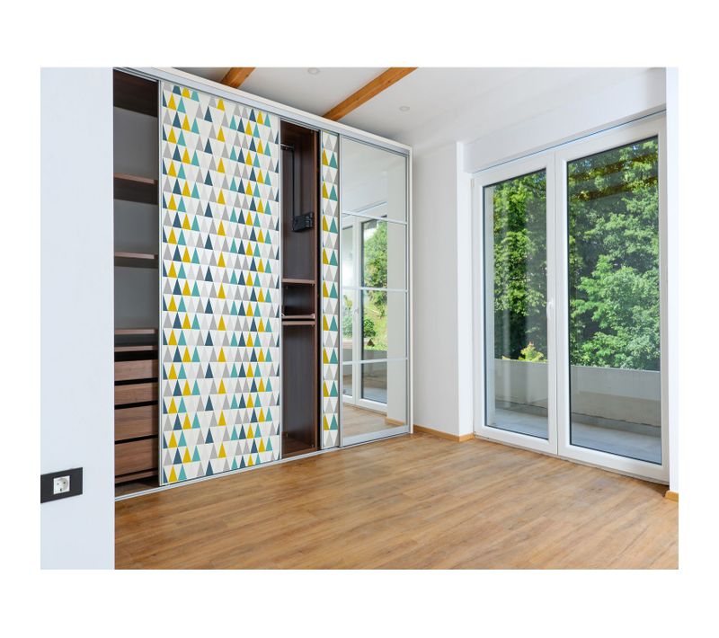 Sticker Pour Porte De Dressing Home - L. 250 X L. 67,5 Cm - Blanc Multicolore