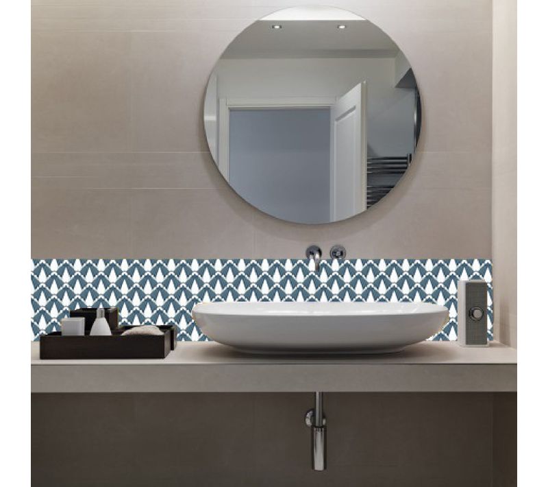 Crédence Adhésive Scandinave En Pvc Décoration - L. 200 X L. 40 Cm - Bleu