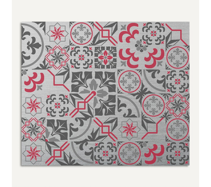 Crédence Adhésive En Alu Carreaux De Ciment - L. 70 X L. 40 Cm - Gris