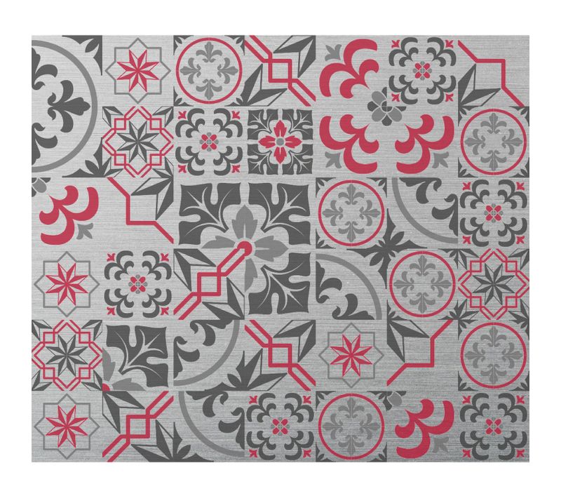 Crédence Adhésive En Alu Carreaux De Ciment - L. 20 X L. 20 Cm - Gris