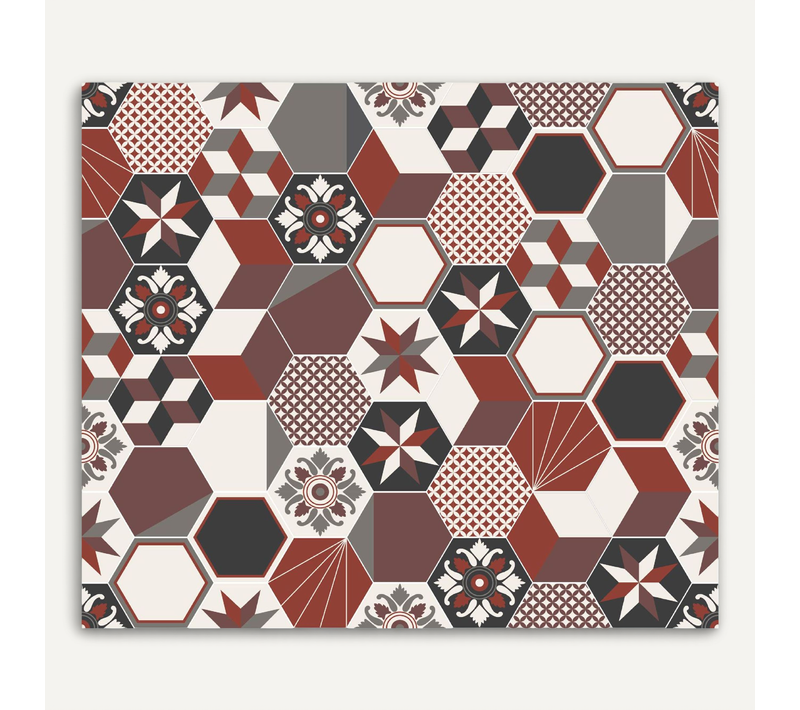 Crédence Adhésive Carreaux En Aluminium Exa - L. 70 X L. 40 Cm - Rouge