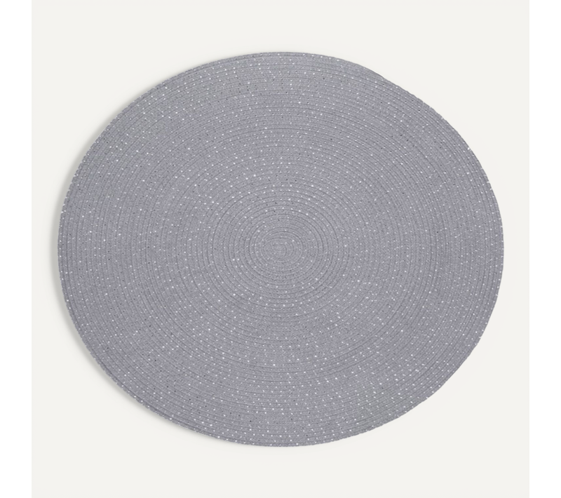 Tapis Rond Effet Corde Enfant Judy - Diam. 90 Cm - Gris Et Filament Doré