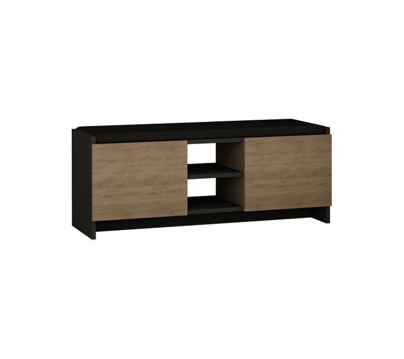 Meuble à Chaussure Zulla 110 Cm - Gris Anthracite Et Marron Noix