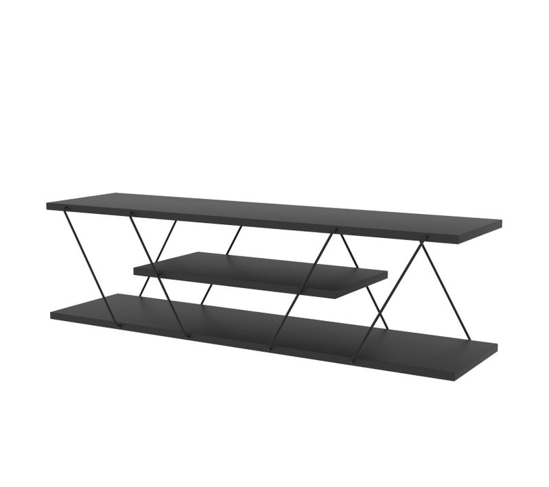 Meuble TV En Mélaminé De Style Industriel - L.120cm - Gris