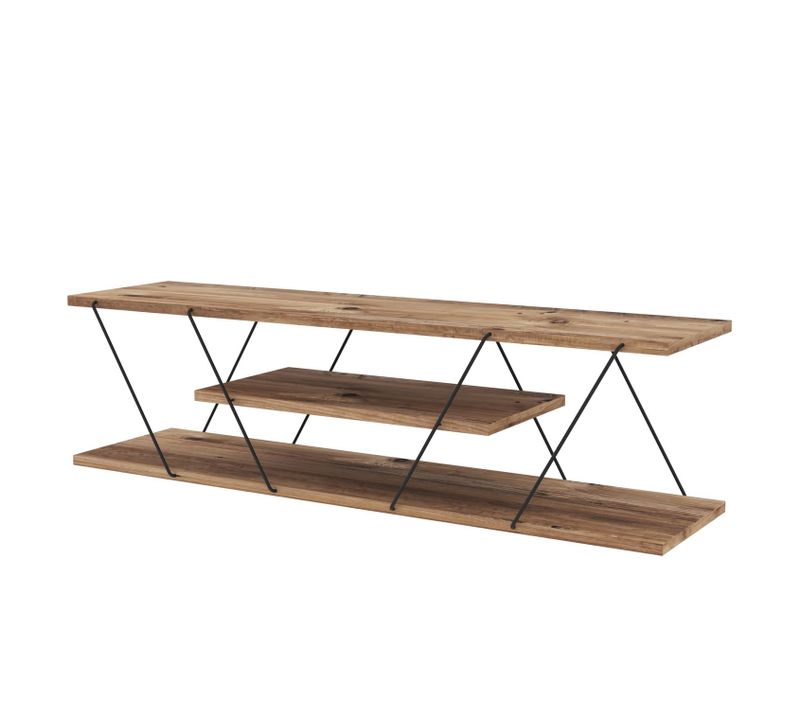 Meuble TV En Mélaminé De Style Industriel - L.120cm - Marron